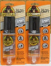 Gorilla Build Repair Clear Epoxy Glue Syringe  Lot Of 2 Tubes 