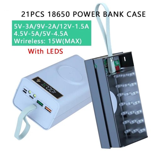 Solderless Portable Power Bank Case Removable for 16/21*18650 Li-ion Battery Box - Bild 2 von 37