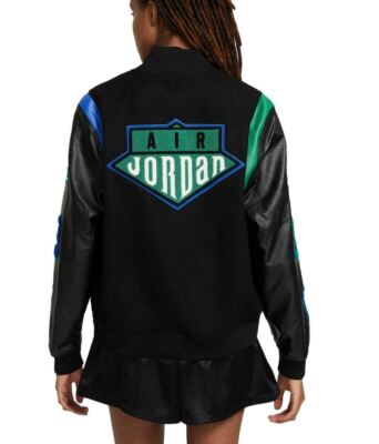 Nike Women's Air Jordan x Aleali May Varsity Jacket (Black