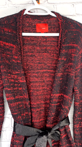 NEW Narciso Rodriguez Design Nation Rose Combo Open Front Belted Cardigan Large - Picture 17 of 22
