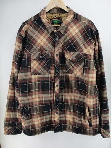Cazadora de franela Hippy Tree para hombre XL forrada de lana marrón a cuadros serie Hunter - Imagen 5 de 9