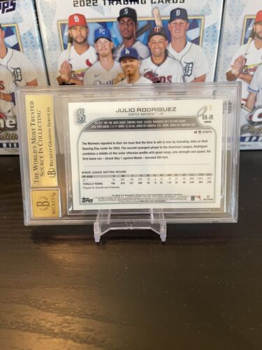 2022 Julio Rodriguez Topps Chrome Sapphire Update Red Parallel Auto 1/5 TRUE GEM - Picture 3 of 4