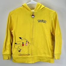 Pokemon Boys Sweatshirt Medium Yellow Ears Hoodie Logo Graphic Print Pokeball