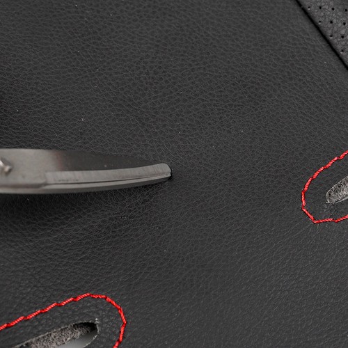 Red-Stitch Black Leather Steering Wheel Cover For Honda Civic 8th MK8 2005-2011 - Picture 6 of 8