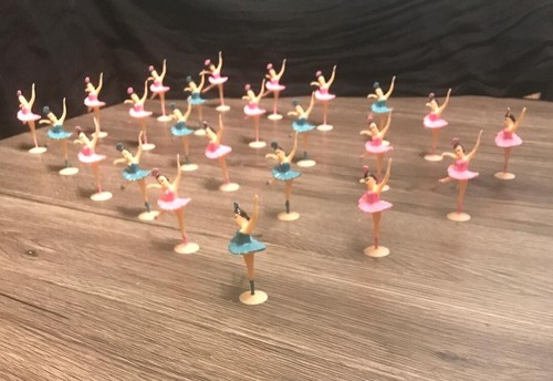 Ballerina cupcake toppers Girls Birthday parties, blue and pink, lot of 24 - Picture 2 of 6