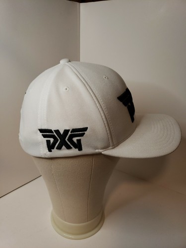 PXG 110 Flexfit Golf Cap Hat White Black Logo Adjustable  - Picture 2 of 8