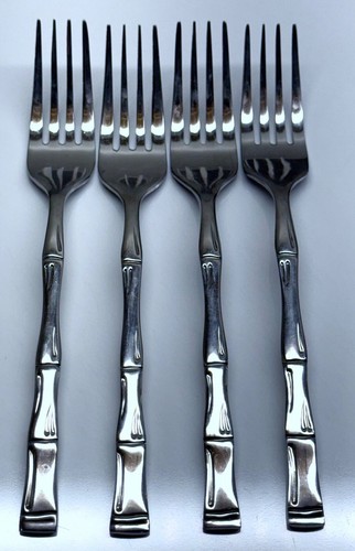 SILVERWARE ~ VTG MCM HAWAII TIKI BAR BAMBOO FLATWARE ~ 4pc Pl Setting KOREA VGC - Picture 2 of 5
