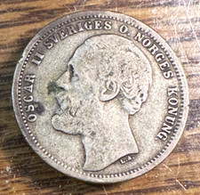 1876 ST Sweden 1 Krona Nice Original VF KM-741 CHRC