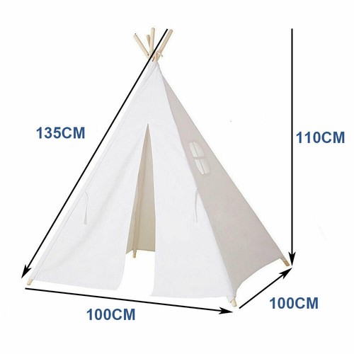 Indian Teepee Tent Kids Cotton Canvas Pretend Play House Boy Girls Wigwam Gift - Picture 10 of 12
