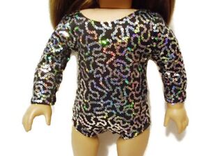 Black-Silver-Leotard-fits-American-Girl-18-inch-doll-clothes-Ballet-Gymnastics