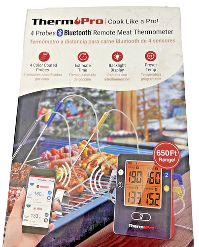 NEW ThermoPro TP25W Bluetooth Meat Thermometer 4 Probes Wireless BBQ Grill Smoke - Picture 1 of 3