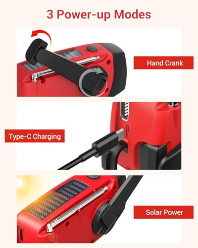 Emergency Hand Crank Radio 7400mWh with 3 LED Flashlight, AM/FM/NOAA Portable - Picture 5 of 6