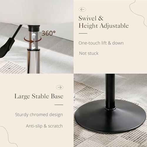 Adjustable Vanity Stool, 360°Swivel Vanity Chair Stool for Makeup Room, White - Picture 7 of 7
