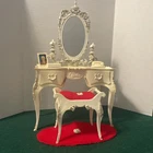 Barbie 1963 Vintage Susy Goose Vanity w/ Mirror, Bench Rug Photo Phone Tissues