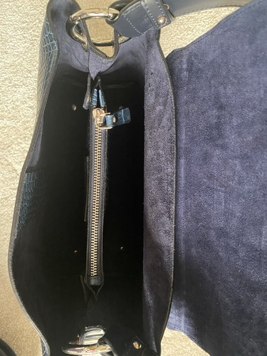 Russell & Bromley leather Hand Bag Blue Croc Print - Picture 20 of 20