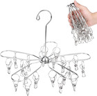 Foldable Clothes Drying Hanger Stainless Steel Laundry Drying Rack with 20 Clips