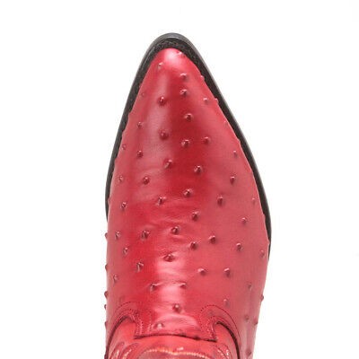 Los Altos Red Genuine Ostrich J-Toe Western Cowboy Boot (USA Mens Size 10.5) - Picture 4 of 6