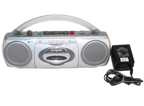 VTG Aiwa CS-P500 Portable Cassette Player Mini BoomBox w/ Power Supply WORKING!
