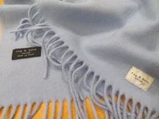 RAG & BONE Addison Wool Scarf Shawl, Soft Baby Blue, 27.5" x 68" + 3.5" fringes