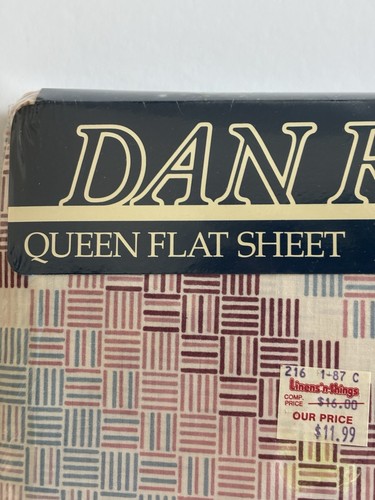 New Old Stock Vintage Dan River Queen Size Flaches Blatt Abstrakt Lila Blau Rosa - Bild 2 von 7