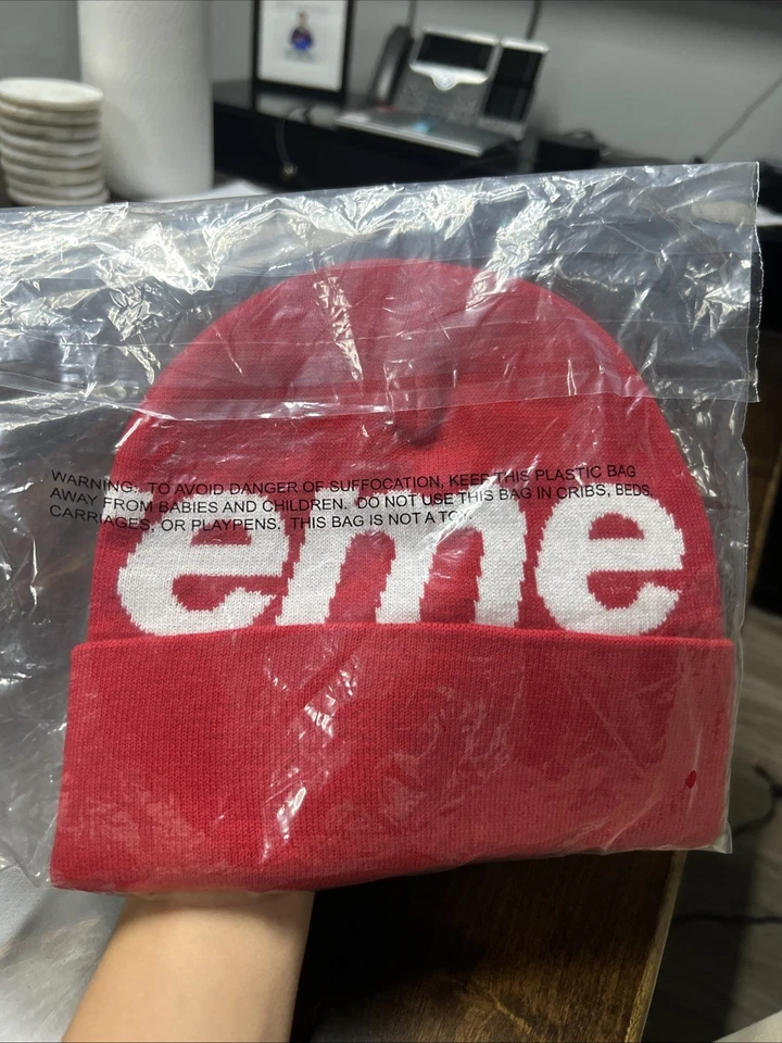 Supreme beanie большой логотип красный 100% подлинный - Изображение 2 из 2