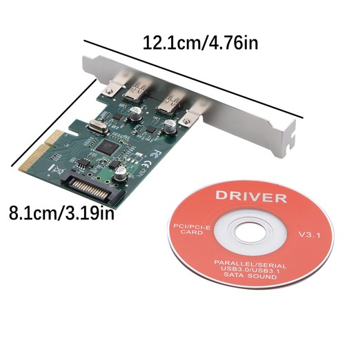 PCI-E 4x Express to USB 3.1 USB-C Type C Dual Port Add on Riser Expansion Card k - Photo 6/9