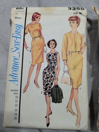 Lot of 3 Patterns 1950s Womens Vintage Sewing Advance Sz 14 & 16 - Picture 2 of 9