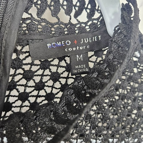 Romeo + Juliet Couture Black Lace Long Sleeve Mini Dress High Neck Womens M cute - Picture 4 of 13
