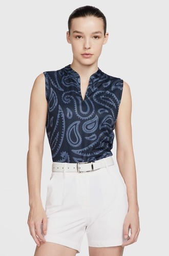 Nike Women's Dri-FIT Victory Jacquard Sleeveless Golf Polo NWT Blue - Picture 2 of 5