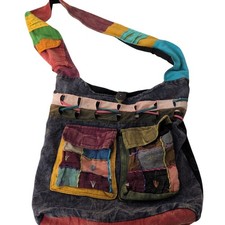 Hobo Sling Bag Multicolor Colorful Hippie Boho Crossbody 100 Cotton Nepal