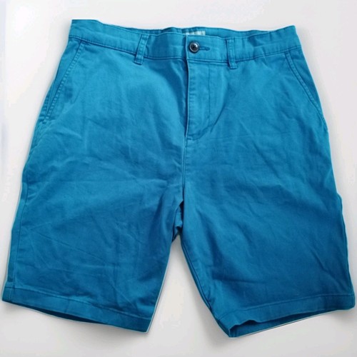 Pantalones Cortos Informales Para Hombre Mezcla Algodón Elastano Azul Claro Talla 32"W