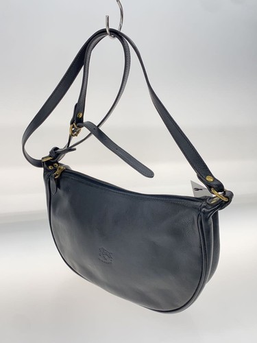 IL BISONTE Shoulder Bag Leather Black, Slightly Scratched and Soiled - Picture 2 of 6
