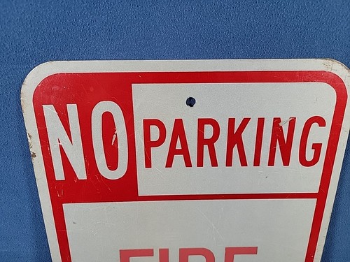 RETIRED Vintage Metal Sign 12" x 18" No Parking Fire Zone Used Distressed - Picture 3 of 6