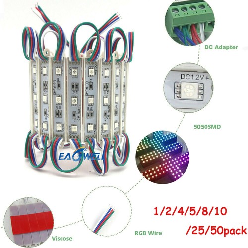 10-2000ft 3 LED Module SMD 5050 RGB White Waterproof Light Strip Sign Design 12V - Picture 21 of 26