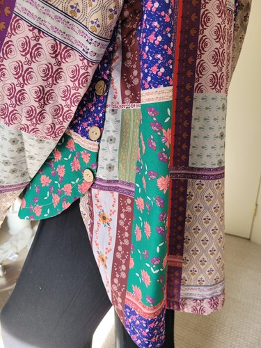 Cottagecore Patchwork Jacket 2XL Hood Faux Fur Lined Art To Wear Layering Artsy - Picture 9 of 23