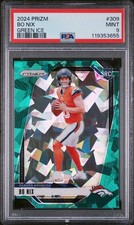 2024 Panini Prizm Football Bo Nix Green Ice Rc Rookie #309 PSA 9 Denver Broncos
