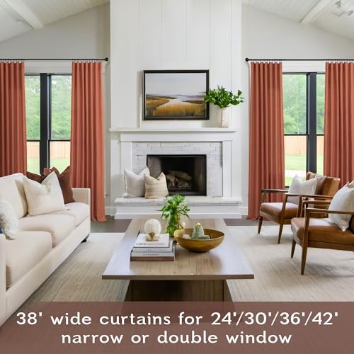 Rust Curtains 38 Inch Wide for Small Windows 38"W x 84"L (Pack of 2) Terracotta - Imagen 3 de 7