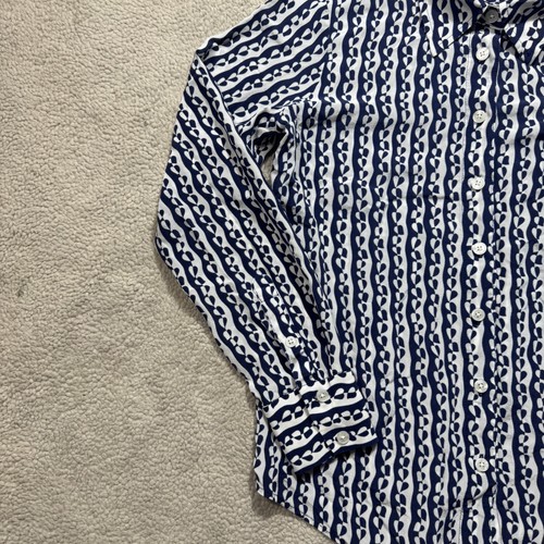 Boden Shirt Damen 2 Petite blau weiß Seide Knopfleiste Langarm gemustert Oberteil - Bild 6 von 13