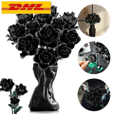 Schwarze Rosen Bouquet Bauset mit 12 schwarzen künstlichen Rosen Geschenke Dekor