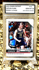 CAITLIN CLARK 2024 PANINI INSTANT Fever  Graded GEM-MT 10 ROOKIE CARD #72. COA!!