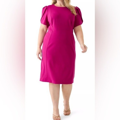 Neu mit Etikett Calvin Klein Übergröße Crew Scuba Etuikleid in Farbe: BOYSENBERRY 20W - Bild 2 von 7