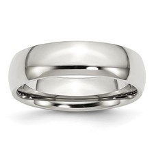 Stainless Steel Polished 6mm Half Round Band Size - 8