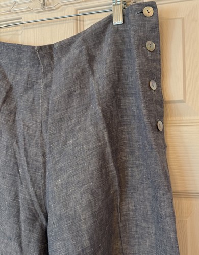 Bryn Walker 100% Linen Pants MED Blue Chambray Wide Leg Lagenlook Boho Artsy EUC - Picture 2 of 14