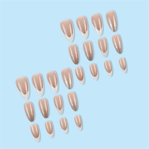 Press On Nail French Tip False Nail Medium Length Artificial Nail for Woman - Picture 3 of 8