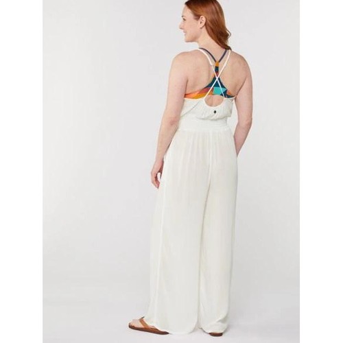 Neu mit Etikett Prana Fernie Overall weites Bein weiß ärmellos kleiner Badeanzugbezug 99 $ UVP - Bild 2 von 8