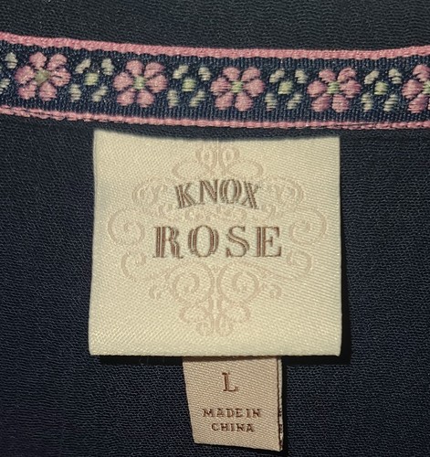 Knox Rose Women’s Smocked Midi Dress Button Down Front V Neck Sleeveless Blue L - Picture 3 of 9