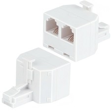 Line Splitter, 2 Pack RJ11 6P4C Telephone Jack Adapter 1 Male to Dual Female,...