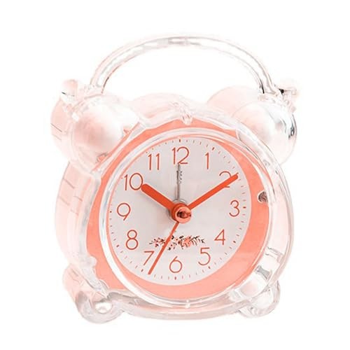 Kids Alarm Clock, ABS Twin Bell Alarm Clock Cute Silent Children Bedroom Pink - Picture 2 of 8