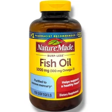 Nature Made Burp-Less Fish Oil 1000mg 150 Softgels Omega-3 EPA DHA (EXP 07/2026)