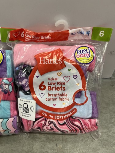 Lot Of 3 Hanes Girls Tagless Low-Rise Briefs 6 Pack Size 6 (18 PAIRS TOTAL) - Picture 4 of 5